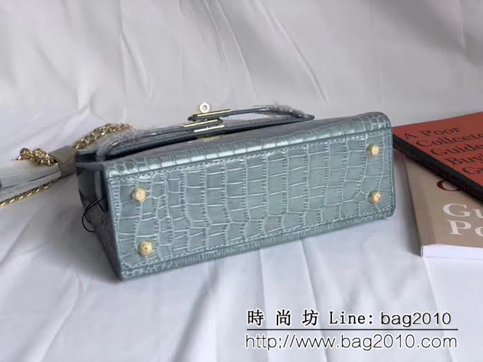 愛馬仕Hermès mini Kelly鱷魚紋時尚百搭包 可單肩手拿 0AM1649